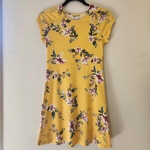 Children’s Place Girls XL 14 Yellow Floral Short Sleeve Spring Summer Day Dress